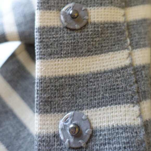 J.Crew KD6774 grey white stripe merino wool sweater cardigan coat XS 0 - Picture 13 of 16
